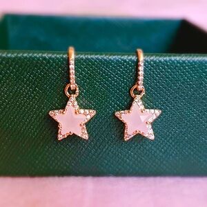 Sparkling Rose Gold Drop Earrings with Pink Star Pendant Jewelry Accessories